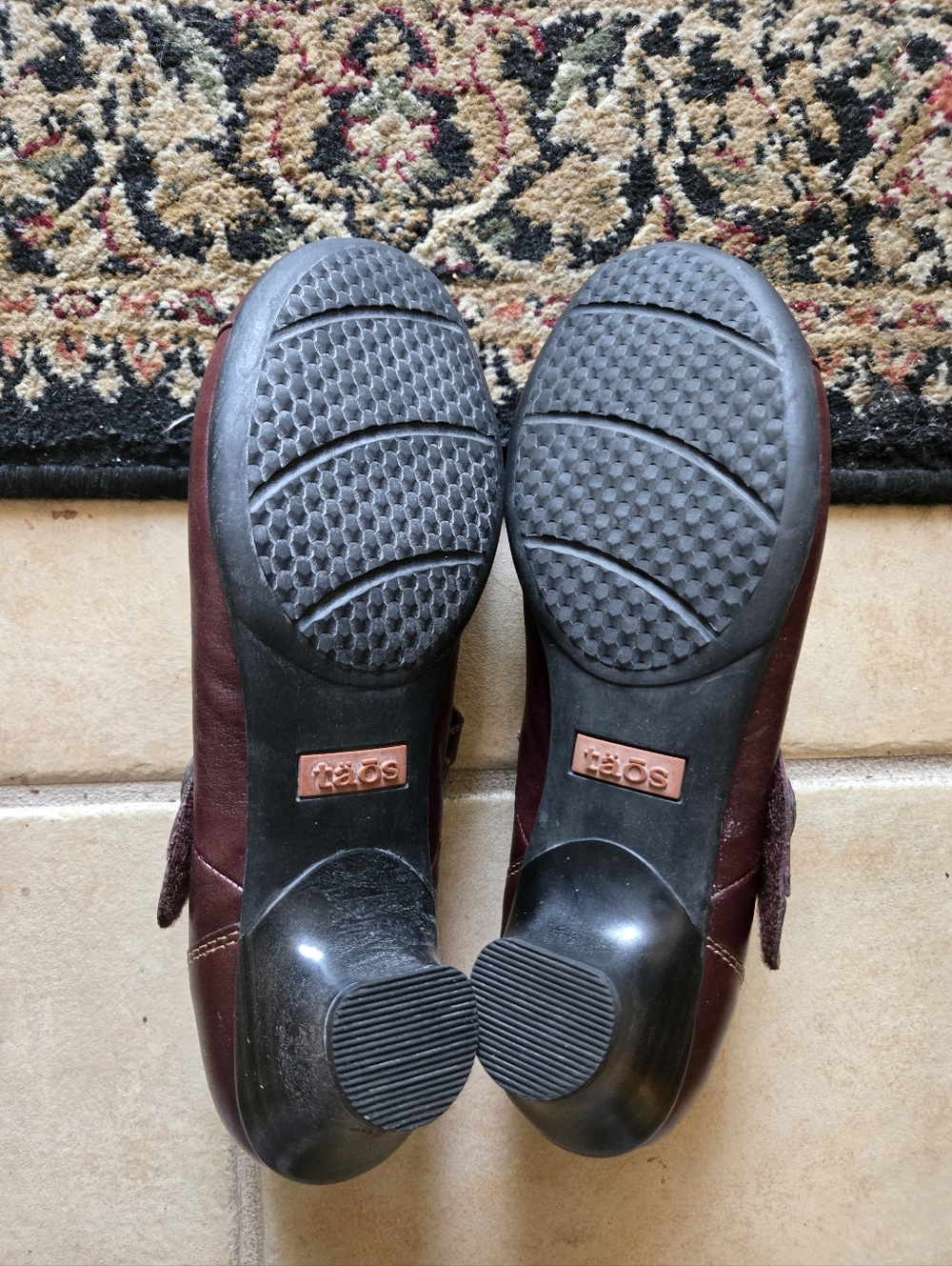 Taos Footwear Burgundy Leather Mary Jane Majesty Low Heel Button Strap Shoes 8.5 - Picture 11 of 13